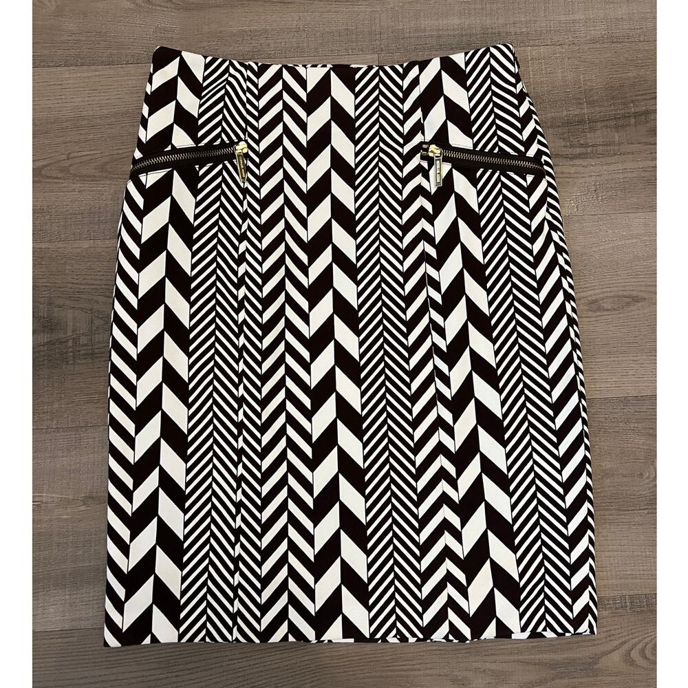 Michael Michael Kors Brown & White Chevron Skirt